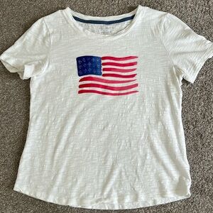 EUC Talbots American flag patriotic graphic tee, size S